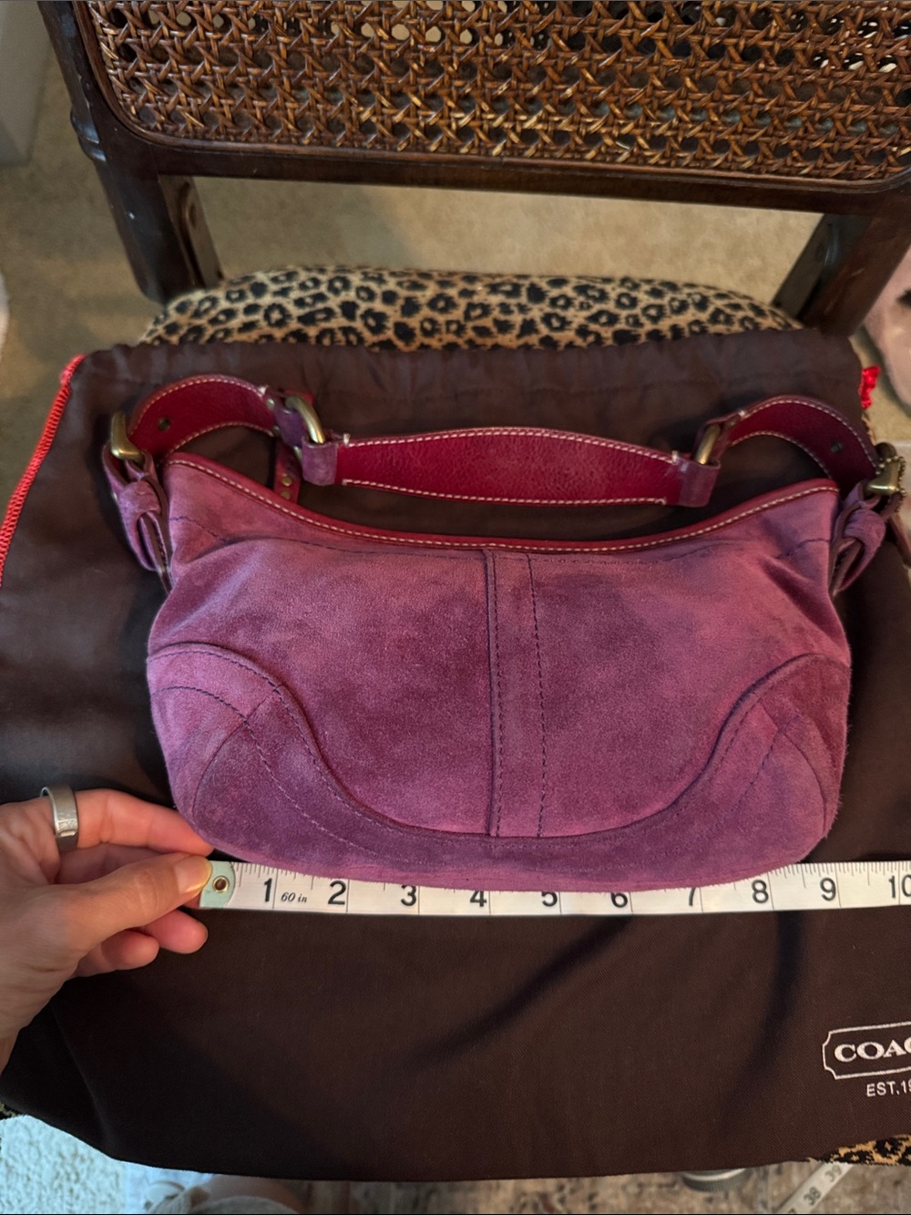 Coach Plum Suede mini hobo Bag with Brass Hardware - Picture 12 of 15